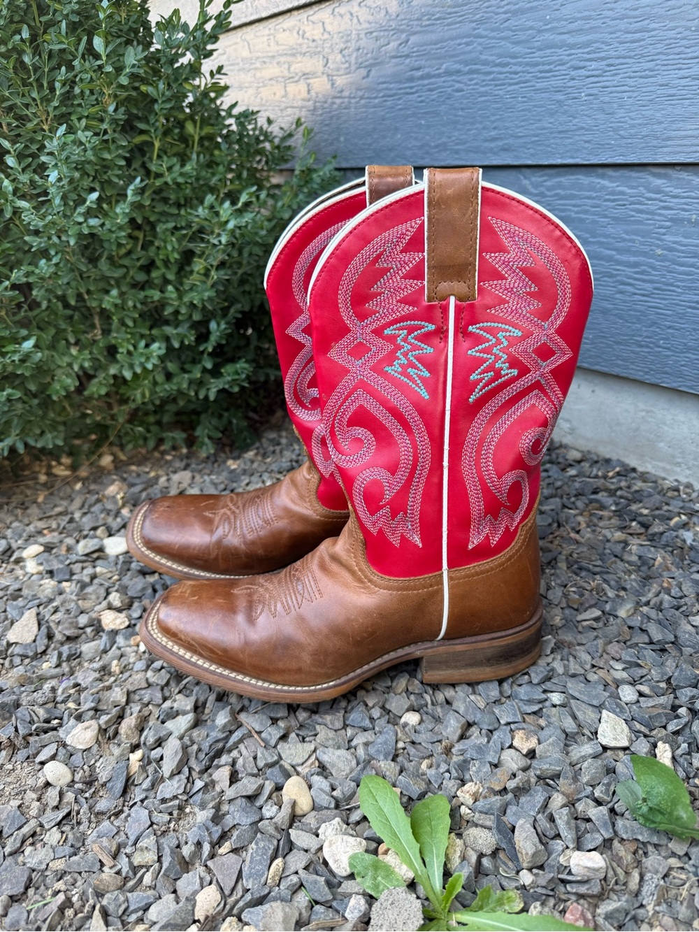 Nocona Women’s 6.5B Red & Brown Leather Western Cowboy Boots